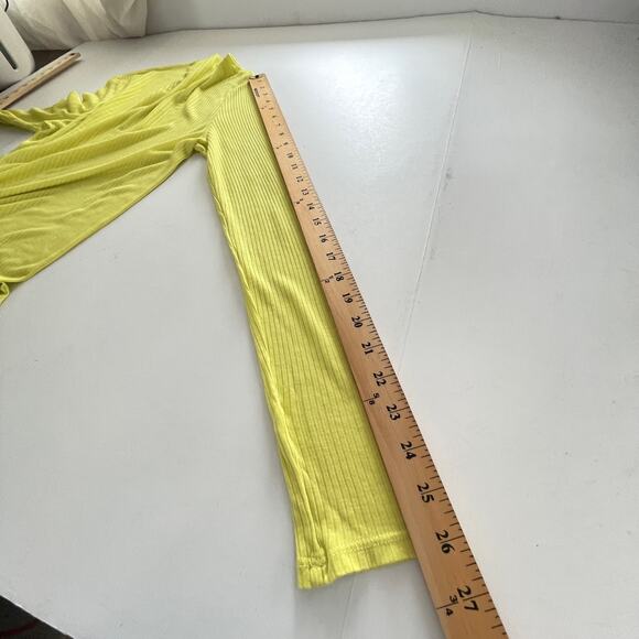 Enza Costa Women's Rib Knit Mock Neck Top NEW *FLAW* Long Sleeve Sz M Yellow - Picture 9 of 10